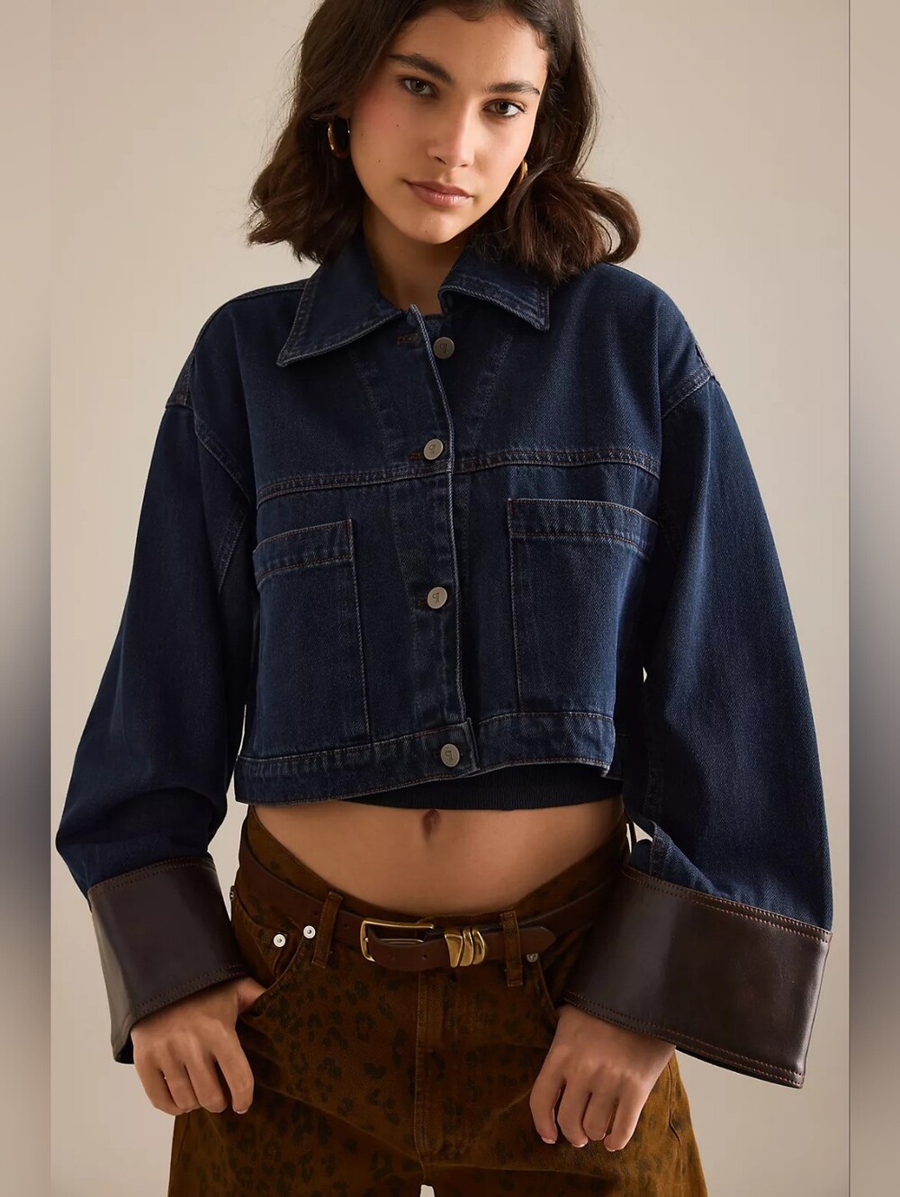 Anthropologie Pilcro Cuffed Crop Denim Jacket BNWT XL - Picture 4 of 7